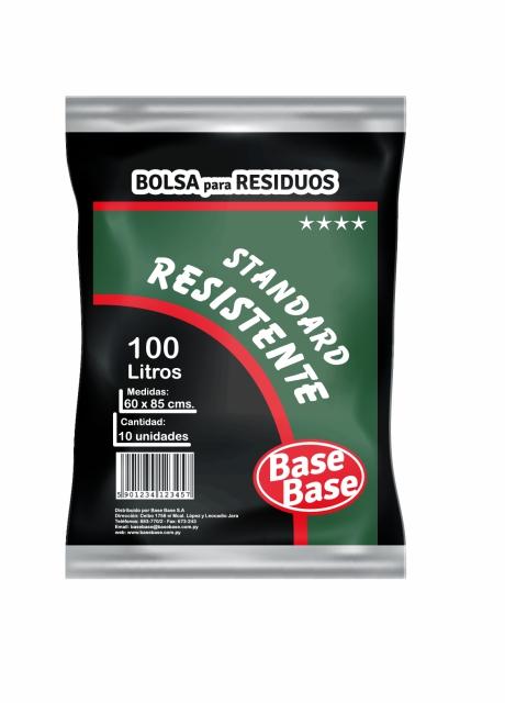 Bolsa Est. Resist. 100L Negra x10 Base Base